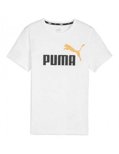 Camiseta de manga corta PUMA 586985-35-ESS+ 2 Col Logo Tee B-UNISEX JUNIOR-VERDE