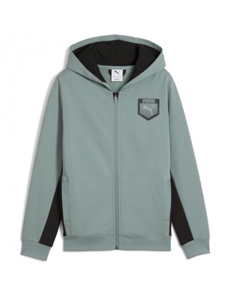 Chaqueta Puma-ACTIVE SPORTS Graphic Hoodie Full-Zip TR B-685179-30-VERDE UNISEX JUNIOR