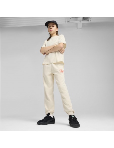 Pantalon Chandal Puma-ESS SCRIPT Sweatpants TR G-685807-87-BLANCO NIÑA