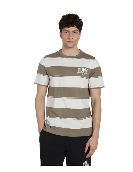 Camiseta manga corta Puma-PUMA CLASS Stripe AOP Tee-684657-93-MARRON UNISEX