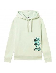 SUDADERA PUMA FLOWER GRAHIC HOODIE FL SAGE FROST
