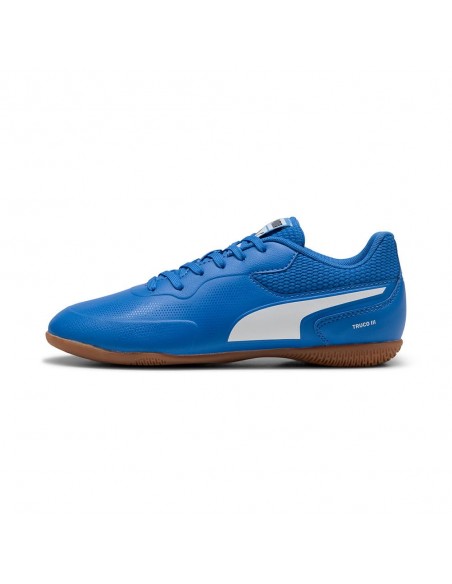 ZAPATILLAS DE FÚTBOL SALA PUMA TRUCO III JR AZUL-BLANCO