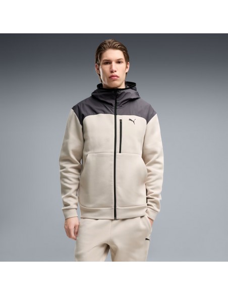 Sudadera Beige Puma PUMATECH Material Mix Full-Zip Hoodie DK
