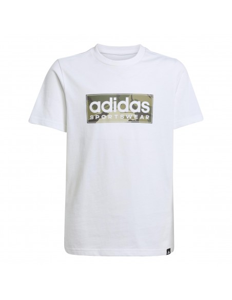 Camiseta manga corta Adidas-B CAMO LIN-JX6871 BLANCO-NIÑO