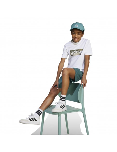 Camiseta manga corta Adidas-B CAMO LIN-JX6871 BLANCO-NIÑO