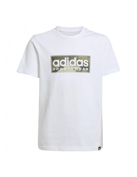 Camiseta manga corta Adidas-B CAMO LIN-JX6871 BLANCO-NIÑO