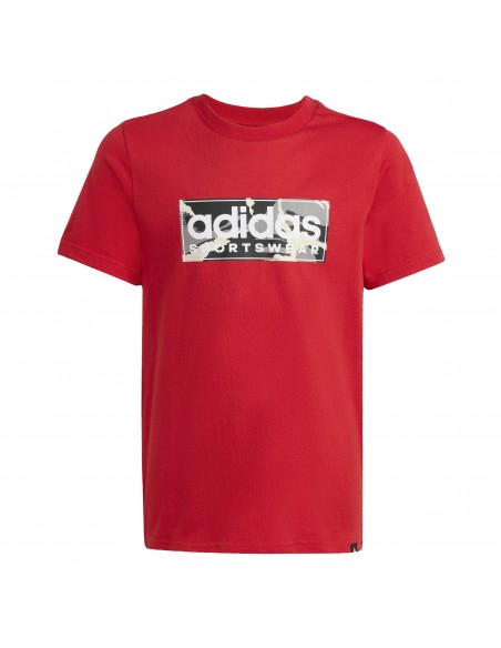 Camiseta manga corta Adidas-B CAMO LIN-JX6868 ROJO-NIÑO