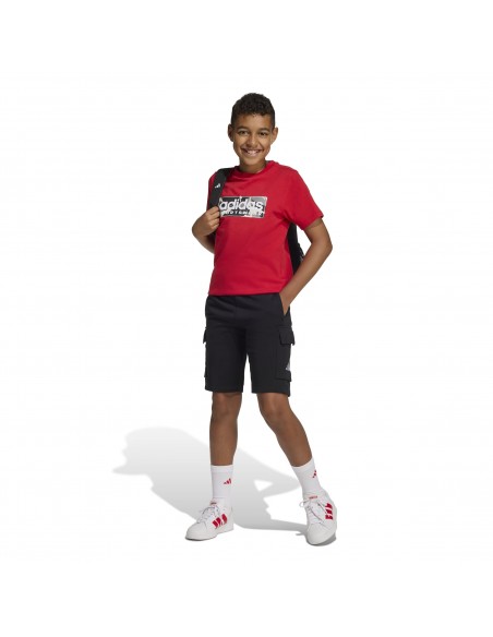 Camiseta manga corta Adidas-B CAMO LIN-JX6868 ROJO-NIÑO