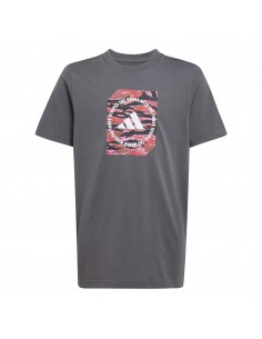 Camiseta manga corta Adidas-B CAMO BOX-JM8232 GRIS-NIÑO