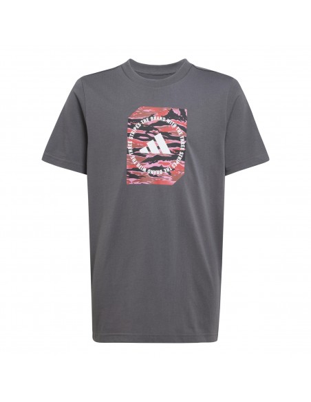 Camiseta manga corta Adidas-B CAMO BOX-JM8232 GRIS-NIÑO