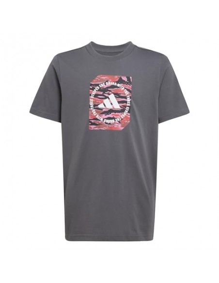Camiseta manga corta Adidas-B CAMO BOX-JM8232 GRIS-NIÑO