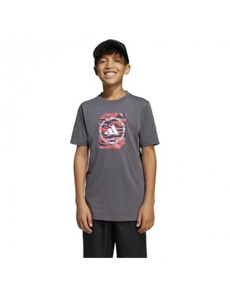 Camiseta manga corta Adidas-B CAMO BOX-JM8232 GRIS-NIÑO