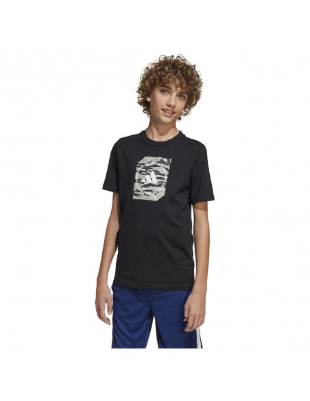 Camiseta manga corta Adidas-B CAMO BOX-JM8234 NEGRO-NIÑO
