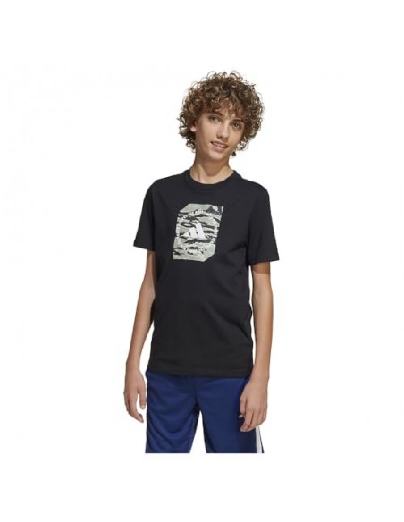 Camiseta manga corta Adidas-B CAMO BOX-JM8234 NEGRO-NIÑO