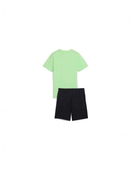 Conjunto Camiseta Verde + Bermuda  Negra PUMA ESS LOGO LOB TEE AND SHORT SE