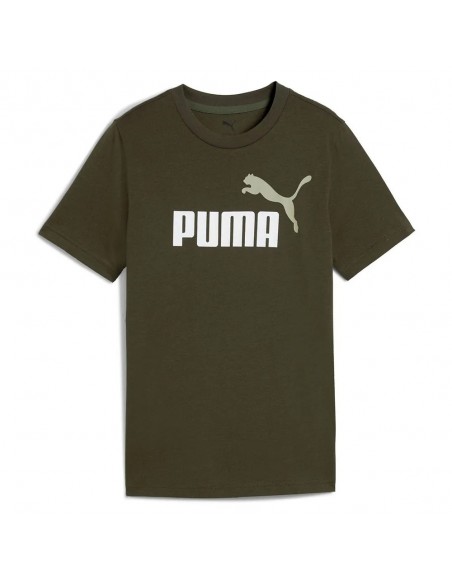 CAMISETA VERDE PUMA MANGA CORTA Essentials 2 Graphics Nº1 Logo GREEN  UNISEX JUNIOR  685778-70